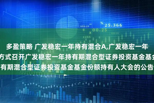 多盈策略 广发稳宏一年持有混合A,广发稳宏一年持有混合C: 关于以通讯方式召开广发稳宏一年持有期混合型证券投资基金基金份额持有人大会的公告